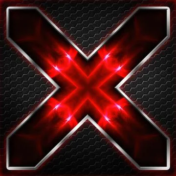 Black hexagon x frame on red and white light. Illustrazione stock
