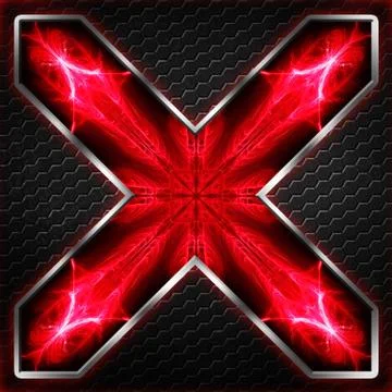 Black hexagon x frame on red and white light. Stock Illustration
