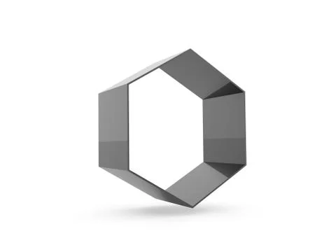 Black hexagonal cell rendered isolated on white background Stock Illustration