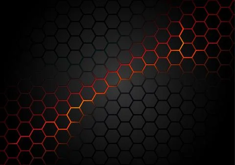 Black Hexagonal Pattern on Red Magma Background イラスト素材