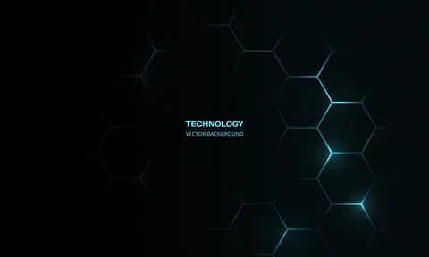 Black hexagonal technology vector abstract background. Stock Illustration