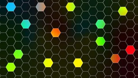 Black hexagons and colored background wallpaper Stock Illustration