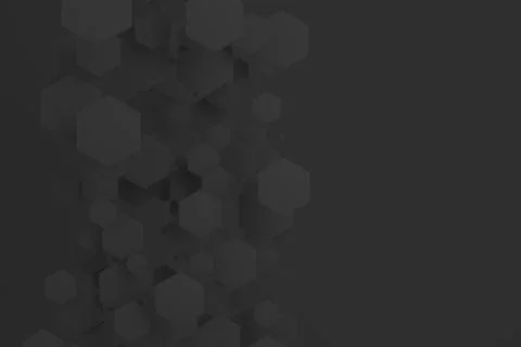 Black hexagons of random size on black background Stock Illustration
