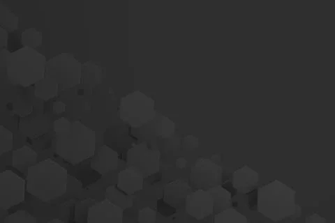 Black hexagons of random size on black background Stock Illustration