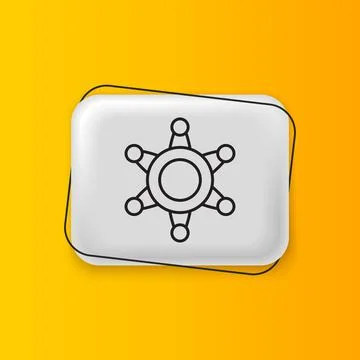 Black Hexagram sheriff icon isolated on yellow background. Police badge ico.. Stock Illustration