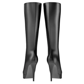 Black high boots leather, back view Stock-Illustration