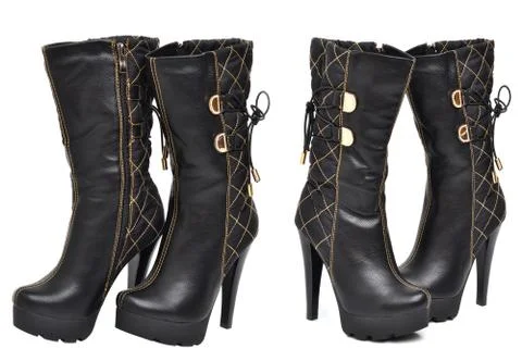 Black high boots Stock Photos
