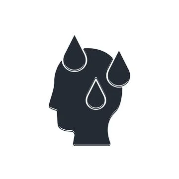 Black High human body temperature or get fever icon isolated on white backg.. Stock Illustration