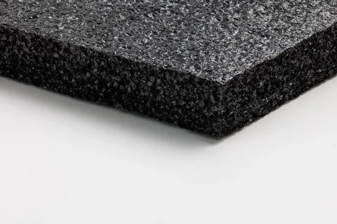 Black high-impact closed-cell polyethylene black foam sheet on white background Stock Photos