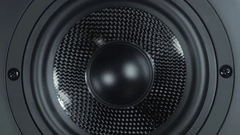 Black high quality audio loud speaker vibrating Stock Footage 105568145