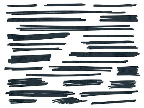 Black highlight marker brush vector lines set Stock Illustration