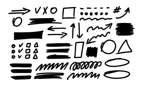 Black highlighter elements, acid highlighters marker stripe. Stock Illustration