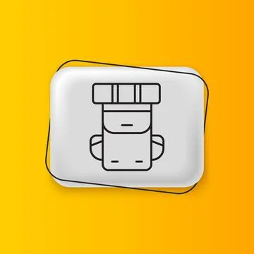 Black Hiking backpack icon isolated on yellow background. Camping and mount.. 스톡 일러스트