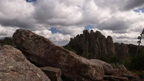 Black Hills Time Lapse As Clouds Pass Over Rocky Mountain Formation Stock-Footage 145829328