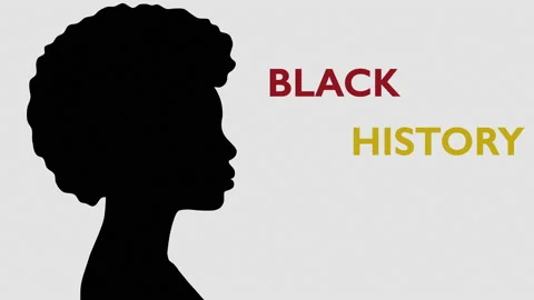 Black history month computer graphics. Silhouette of an African girl on a light Video stock 227953120