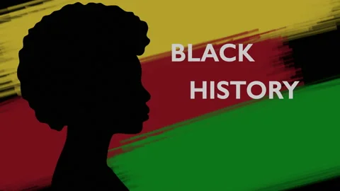 Black history month computer graphics. Silhouette of an African girl on a light Video stock 227959968
