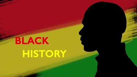 Black history month computer graphics. Silhouette of an African man on a light Video stock 227985374