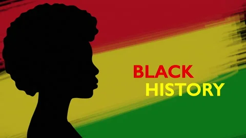 Black history month computer graphics. Silhouette of an African girl on a light Stock Footage 228078148