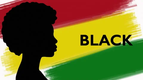 Black history month computer graphics. Silhouette of an African girl on a light Video stock 228277730