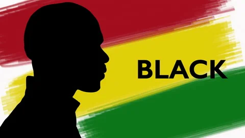 Black history month computer graphics. Silhouette of an African man on a light Stock Footage 228678272