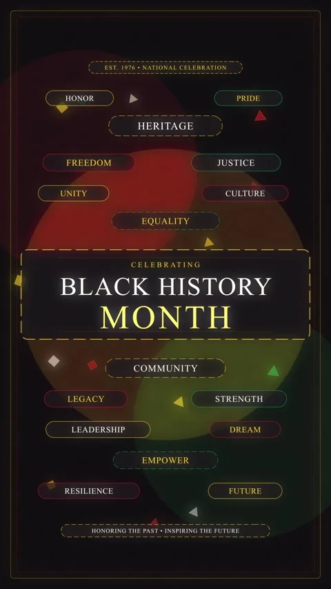 Black history month loop animation with glowing text elements Stock Footage 347048628