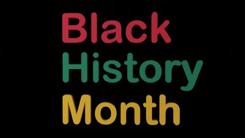 Black History Month Text on Isolated Black Background Stock Footage 144992425