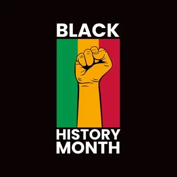 Black history month vector typography illustration with a fist hand. Stock Illustration