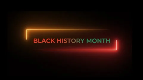 Black Histoy month text animation and glow shap round 4K Video Stock Footage 264014874