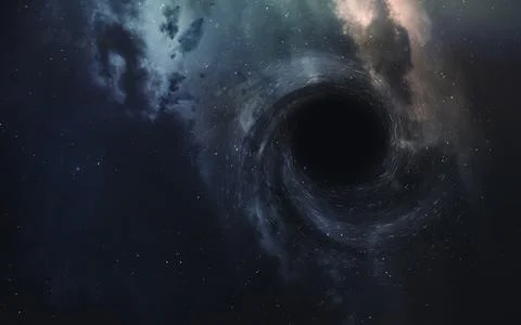 Black hole. Abstract space wallpaper. Universe filled with stars, nebulas Stock Photos