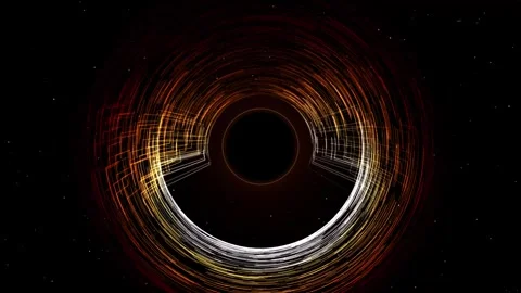 Black Hole Accretion Disk and Golden Wireframe Event Horizon Loop Stock Footage 345259306