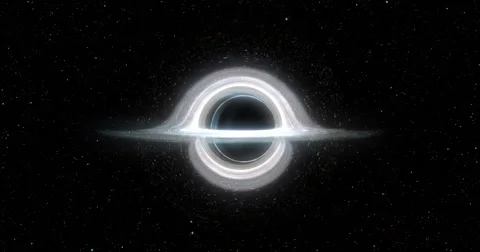 Black hole with accretion disk, Einstein rings  and gravitational lens effect. Stock Footage