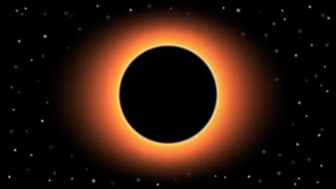 Black hole on black background of planets and stars, vector illustration Stock Illustration