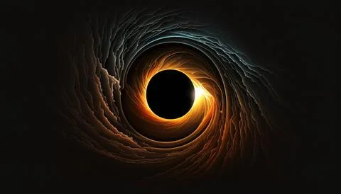 A black hole with a bright orange center in the center of it with a black b.. Stock Illustration