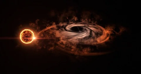 Black hole consuming a sun in space Stock Footage 88889775