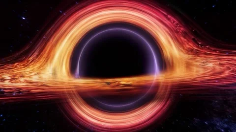 Black Hole Dive-in Animation - Sci-Fi Camera Fly-Through into Event Horizon Stock Footage 340407857