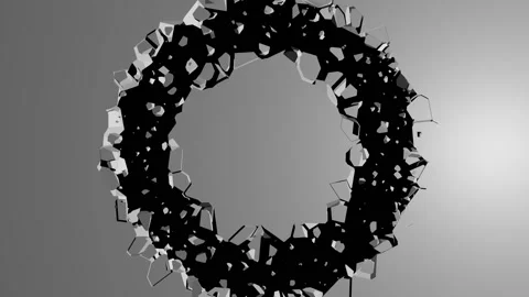 A black hole forms in the middle of the gray wall, but the debris immediately Stock Footage 152792619