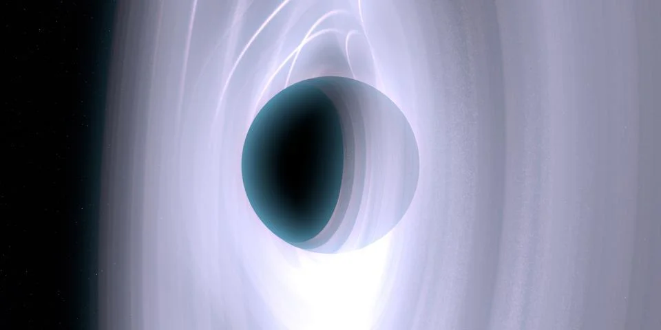 Black hole illustration. Deep space massive object. Plasma disk. Stock Illustration