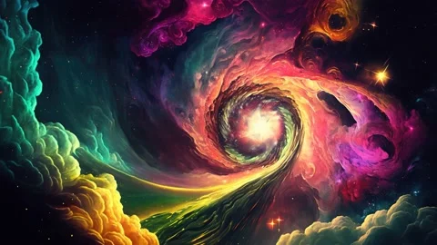 Black Hole inside Shining Nebula Deep Space Galaxy Stardust, Looped Animation Stock Footage 233445419