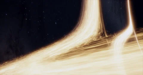 Black hole with lensing effect and accretion disk. Stars and galaxy background. Stock Footage 165073612