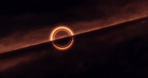 Black hole with lensing effect and accretion disk. Stars background. Stock Footage 167287311