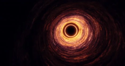 Black hole with lensing effect and accretion disk. Stars background. Stock Footage 167287343