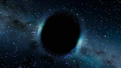 A black hole in the middle of outer space absorbs nearest stars. Science. Stock Footage 201128418