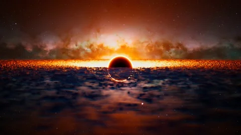 A black hole in the middle of outer space absorbs nearest stars. Science. Stock Footage 201141521