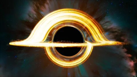 A black hole in the middle of outer space absorbs nearest stars. Science. Stock Footage 201149105