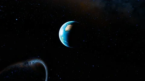 A black hole in the middle of outer space absorbs planet Earth and the moon. Vidéo 201154771