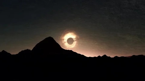 Black Hole Orbiting Alien Planet, Black Hole In The Sky Stock Footage 161035789