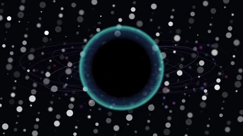 Black Hole Orbiting Ring Loop - Cosmic Space Singularity Backdrop 스톡 동영상 341568293
