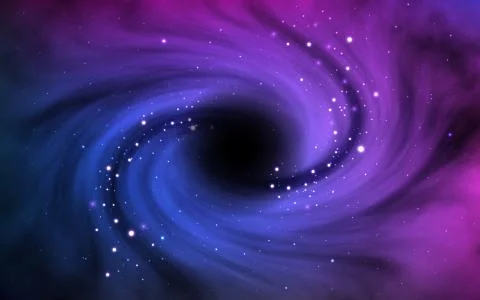 Black hole in outer space. Vortex in cosmos with stars and stardust Illustrazione stock