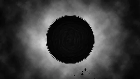 Black hole rotates attracts asteroids animation Stock Footage 122170746