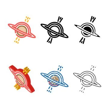 Black hole space exploration color icon vector stylized Stock Illustration